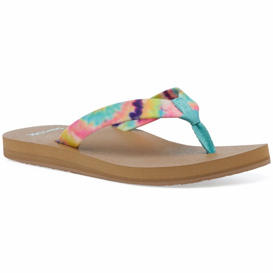 * Sanuk Womens Ashland St Tie Dye Casual Sandals Turquoise Multi Women'S Sandals