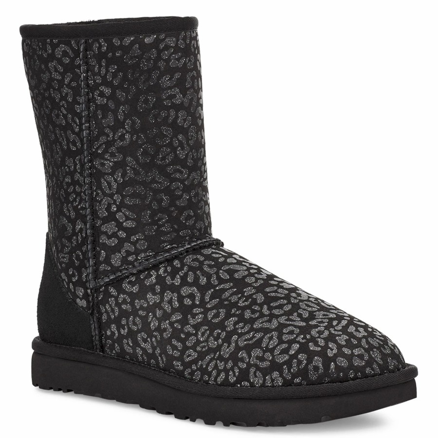 * Ugg Women'S Classic Short Snow Leopard Winter Boots Black Winter Boots